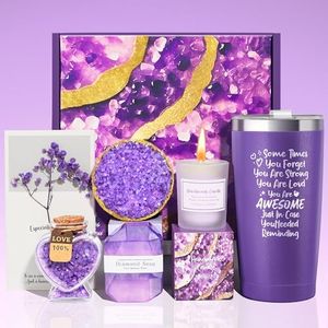 Birthday Gifts for Women Girls Mom Wife Girlfriend Sister Friends Teacher Nurse Her, Mother's Day Gifts, Personalized Lavender Relaxing Spa Gift Basket Set for Women Female Mug Tumbler Box Gift Set