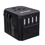 RUXIN Universal Travel Adapter | 200+ Countries 6 Charging Ports | European Travel Plug Adapter Travel Essentials International Travel Adapter Adaptateur Prise Europe Canada Travel Accessories