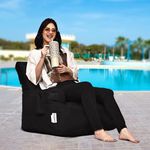 Amazon Brand - Solimo All Weather Water Resistant Bean Bag Arm Chair Filled with Beans | Capacity: Upto 6 Ft 3 in Height, 120 KG Weight | Black