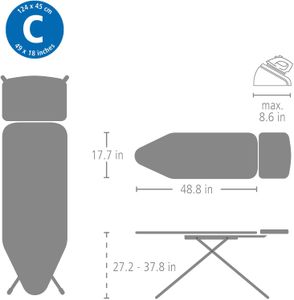 Brabantia XL Ironing Board – Black Denim Cover