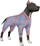 LovinPet Large Dog Onesies, Pet Anxiety Relief, Anti Licking Dog Surgery Recovery Suit Under Dog Sweater, Breathable Stretchy Fabric, Multi Floral Melon Prints Dog Pajamas XXL