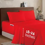 Elegant Comfort Luxury 1500 Premium Hotel Quality Microfiber 4-Piece Sheet Set - Soft, All Around Elastic 18-24 Inches Deep Fitted Sheet - Extra Deep Pocket Sheets, Twin/Twin XL, Red