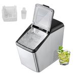 VEVOR Countertop Ice Maker, 30lbs in 24Hrs, Auto Self-Cleaning Portable Ice Maker with Ice Scoop, Basket and Drainpipe, 2 Ways Water Refill Stainless Steel Ice Machine for Home Kitchen Office Party