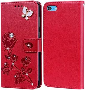 BIIULHCI Custodia Cover per for iPhone 5C,Premium Flip Pelle per for iPhone 5C PU Portafoglio Magnetica Libro con Slot Schede,Supporto Stand, Interno TPU Protezione Portafoglio