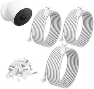 34FT Power Charging Cable Compatible with Google Nest Cam Outdoor or Indoor, Battery - Extended Weatherproof Charging Cable Provides Continuous Power Supply for Your Google Nest Camera, 3 Pack