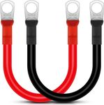 Linkstyle 2PCS 2AWG Gauge Battery Cables,15CM/6inch 12V Battery Power Inverter Leads, with 5/16" Lugs and Ring Terminals