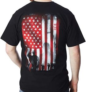 Bone Head Outfitters Red Flag on Black - Patriotic Graphic T-Shirt (Large)