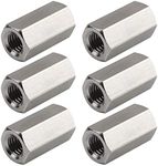 TOPPROS Pack of 6 M8 X 1.25-Pitch 24mm Length Metric Hex Coupling Nut 304 Stainless Steel Rod Coupling Nuts