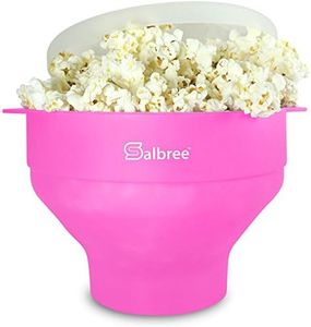 The Original Salbree Collapsible Silicone Microwave Popcorn Popper Maker Machine, Microwavable Bowl Holds 16 Cups, Uses Hot Air and Oil Always Optional - The Most Colors Available (Pink)