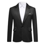 YOUTHUP Men's Casual Sports Blazer Lightweight Regular Fit 1 Button Business Suit Jacket Black