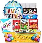 Birthday Gift Basket Candy variety pack with a Happy Birthday Balloon Care Package w/snacks and greeting card, for boy, girl, teenage, adults, best friend, Girlfriend, Boyfriend