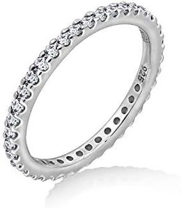 Amazon Collection Platinum-Plated Sterling Silver All-Around Band Ring set with Round Infinite Elements Cubic Zirconia (1/2 cttw), Size 6