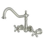 Kingston Brass KS1288AX Heritage Wall Mount Vessel Sink Faucet, Satin Nickel, 9-3/16"