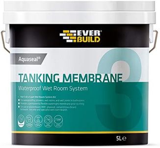 Everbuild Aquaseal Waterproof Tanking Membrane | Provides Permanently Flexible Watertight Membrane, Suitable for Use on Plasterboard & Specialist Wet Room Boards - 5 Litre