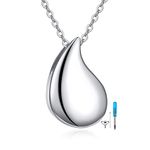 SHEAISRS Teardrop Hourglass Urn Necklace for Ashes for Women Sterling Silver Cremation Jewelry Memorial Keepsake Urns Pendant Necklace for Urn Necklaces Ashes, Sterling Silver, No Gemstone