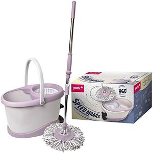 YORK Built-in Rotating Mop - 360 Degree Auto Spin Foot Pedal Mop with Telescopic Handle and 2 Refills, Modern Style for Efficient Floor Cleaning, High-Performance Mop System with Easy Handling