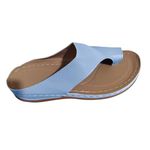 KUIH Womens Low Wedge Flip Flops Orthopedic Premium Toe Corrector Bunion Sandals Arch Support Toe Post Thong Sandals Beach Summer Sandals Leather Shoes Slip on Walking Sandals UK Size 3-7.