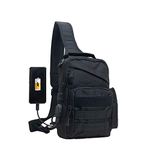 Ousawig Men Sling Molle Chest Bag with USB Charging Outdoor(Black)…