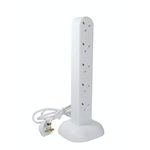 Pifco 10 Way UK 3Pin Plug 13amp Double-Sided Extension Tower/Cable with 2 Metre Cable - White