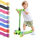 Hurtle 3 Wheel Toddler Scooter - Three Adjustable Heights, Wide Anti-Slip Deck, Kick Scooter for Kids Ages 2-5 w/Fun Light Up Wheels for Girls & Boys