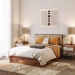 Wakefit Bed | Queen (78 X 60) Engineered Wood Bed, Upholstered, with Storage, 1 Year Warranty | - Taurus - Columbian Walnut_Omega Pearl