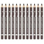 Mysense 12 PCS Brown Eyebrow Eyeliner Pencil Set, Waterproof Eyebrow Pencil,Long-lasting Sweat-proof Eyeliner Makeup Pen（Dark Brown）