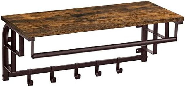 VASAGLE Coat Rack Shelf Wall Mounted, Coat Hooks Shelf with Hanging Rail, 5 Removable Hooks, ULCR13AX