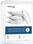 Pillow Protectors Queen 4 Pack, Waterproof Pillow Cover White, Bed Bug Proof Pillow Protector , Zippered Pillow Protectors 20 x 30 inch, Pillow Encasement