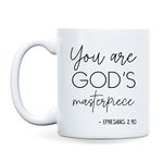 AR Creative You are God's Masterpiece - Inspirational Bible Verse Printed Mug, Bible Quotes, Christian Quote Coffee Mug for Gifting, Gift Idea for Any Occasions