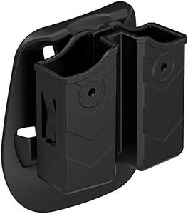 Double Magazine Holster, Universal 9mm .40 Double Stack Mag. Pouch Dual Stack Mag Holder with Adjustable Paddle Fit Glo-ck Sigsauer S&W Beretta Browning Taurus H&K Most Pistol Mags