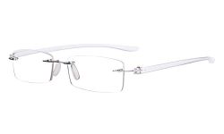 Eyekepper Small Lenes Rimless Reading Glasses Women - Frameless Reader Eyeglasses for Men Reading with Transparent Arms，+2.25