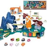 Losbenco Kids Garage Toy Set with Elevators, 6-Level Parking Adventure Toy for Toddlers, Race Tracks Car Ramp Set with Cars Animal Figures, Preschool Vehicle Playsets Gift for Boys Girls (JQ-9994-3)