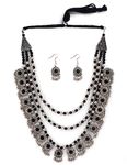 Shining Diva Fashion Latest Stylish Fancy Oxidized Traditional Oxidised Necklace Jewellery Set for Women (Black) (rrsd13121s)