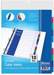 BAZIC Products Binder Dividers w/ 10 Color Tabs 8. 5" x 11", 11 Hole Punch Plastic Index Divider with Tab for 3 Ring Binders, (10/Pack), 144-Packs