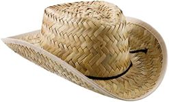 Bedwina Straw Cowboy Hat - Cowboy/Cowgirl Western Themed Costume Accessory, Men Women Sun Party Hat, Theme Party Supplies, Favor and Play Dress-Up, Adult Size