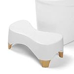 Toilet Stool,Gligam Poop Stool for Bathroom,Bearing 550 lbs Weight,Toilet Step Stool, Potty Stool for Adults and Kids,Non-Slip Simple Design,7" Tall (White/Bamboo)