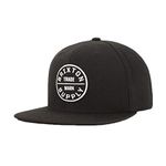 Brixton Oath III Medium Profile Adjustable Snapback Hat, All Black, One Size