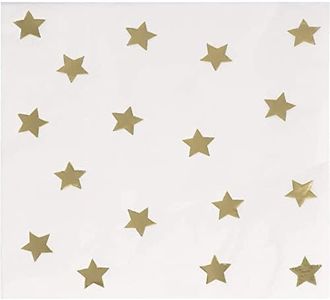 Juvale Cocktail - 50-Pack Gold Foil Star Disposable Paper Napkins, 3-Ply, Birthday, Bridal Shower Party Decoration Supplies, Folded 5 x 5 Inches