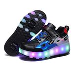 Aizeroth USB Recharge Multiple Colour LED Roller Skate Shoes Automatic Retrectable Technical Skateboarding Skates Cross Trainers Multisport Outdoor Running Sneakers for Boys and Girls Novel Gift