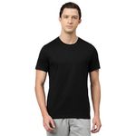 Van Heusen Men's Solid Regular Fit T-Shirt (IHTS1LBKE60052_Black