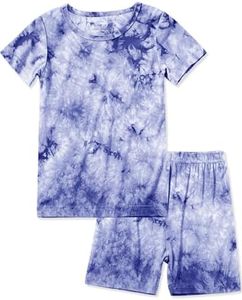 Jimonda Baby/Toddler Soft Sleepwear Short sleeve Kids Cool Pajama Outdoor 2-Piece Shirt&Shorts Casual sets Tie Dye PJ(Purple tie dye,18-24 Months)