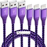 [MFi Certified] iPhone Charger, 3Pack 6FT Lt Cable Nylon Braided iPhone Charger Cord Compatible with iPhone14/13/12/11/Pro Max/XR/XS/X/8/7/6, iPad and More - Purple& Black