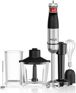 MIUI 6-in-1 Immersion Hand Blender, 1200W Stainless Steel Stick Blender Immersion 12 Speed and Turbo Mode, Whisk, Beaker, Masher, Milk Frother, 2-Cup Food Processor, Easy to Clean