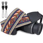 Wolven Vintage Jacquard Weave Camera Neck Shoulder Strap Belt Compatible with All DSLR/SLR/Digital Camera (DC)/Instant Camera/Polaroid etc (Aztec 01)