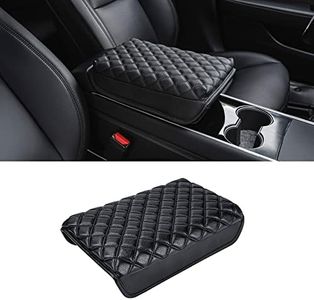 Arcoche Center Console Cover for Tesla Model Y Model 3 Leather Armrest Cushion fit 2023-2016 Model 3/Y Accessories (Black Litchi Grain Leather)