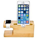 Bamboo Wood Desktop Charging Dock Station Charger Holder Cradle Display Stand Compatible iPhone 11 Pro Max XS MAX XR X 8 7 6 6S Plus Apple Watch 2 3 4 / iWatch Samsung Galaxy S9 S8 Plus Smartphone