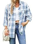 Wanzetaly Blue Oversized Flannel Pl