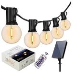 XERGY Solar String Lights, Shatterproof Led Solar String Light Outdoor G40 Retro Lights With 25 Bulbs - 27 Ft With Remote Control And Dimmable Outdoor Waterproof Lights, Black