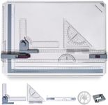 QIJIAA A3 Drawing Board Drafting Table Multifunctional Drawing Board Table with Clear Rule Parallel Motion and Angle Adjustable Measuring System, Metric