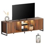 EUREKA ERGONOMIC TV Stand Cabinet with LED Lights Wooden TV Cabibent with Metal Frame Adjustable Shelves Entertainment Media Center with Storage, Smart APP Modern Industrial